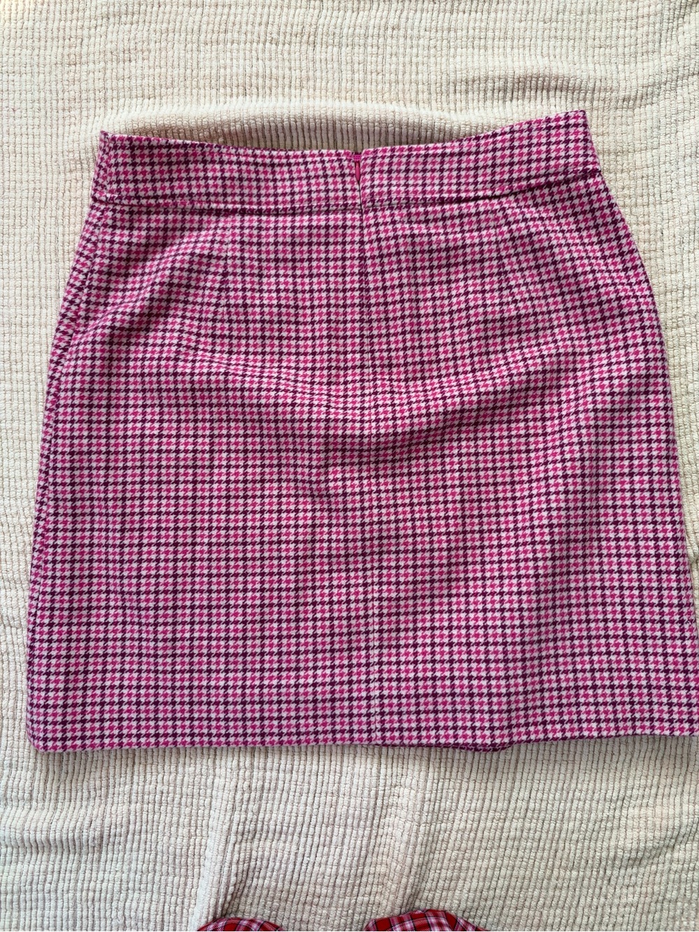 J. Crew Pink Houndstooth Mini Skirt